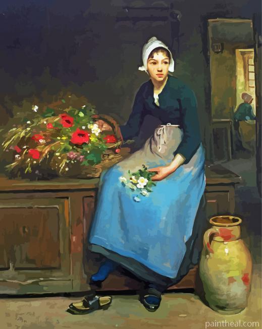 Young Florist Woman Painting By Numbers Kits