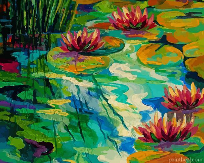Aesthetic Lily Pond Painting By Numbers Kits
