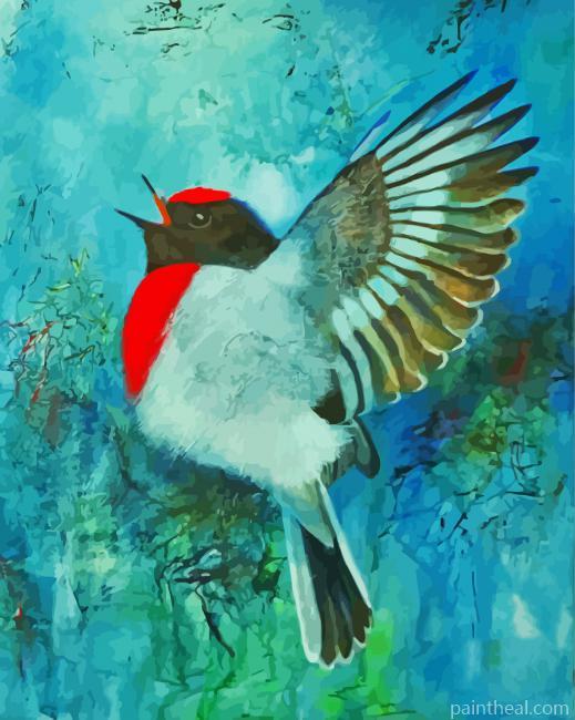 Flying Red Capped Robin Art Painting By Numbers Kits