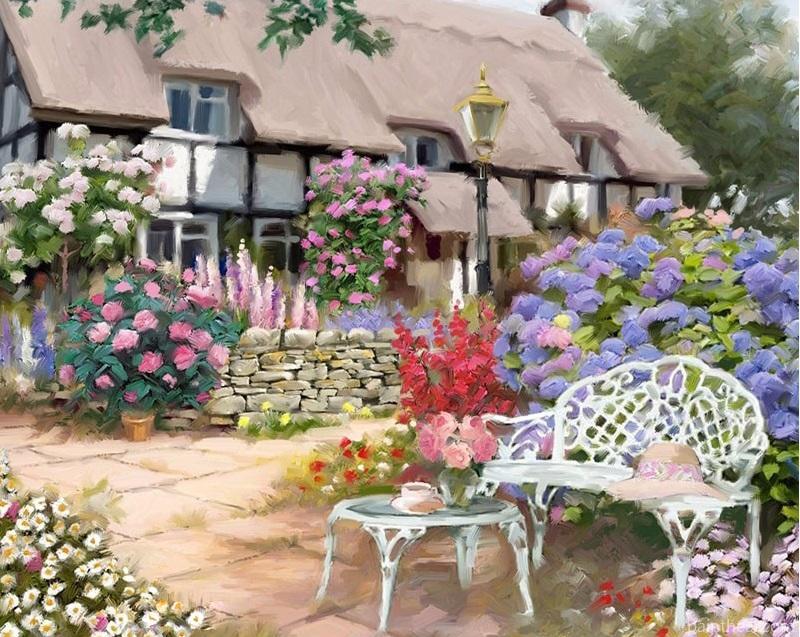 House Flower Flowers Painting By Numbers Kits