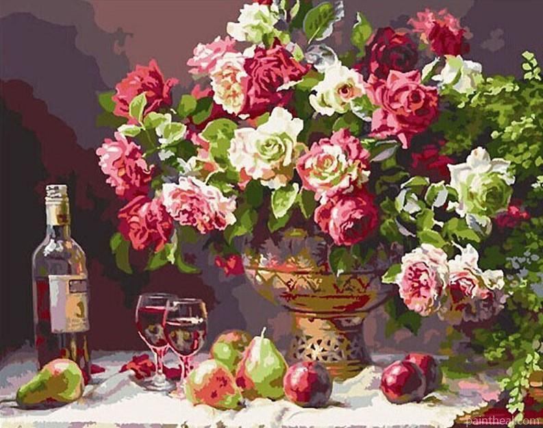 Roses And Wine Flowers Painting By Numbers Kits