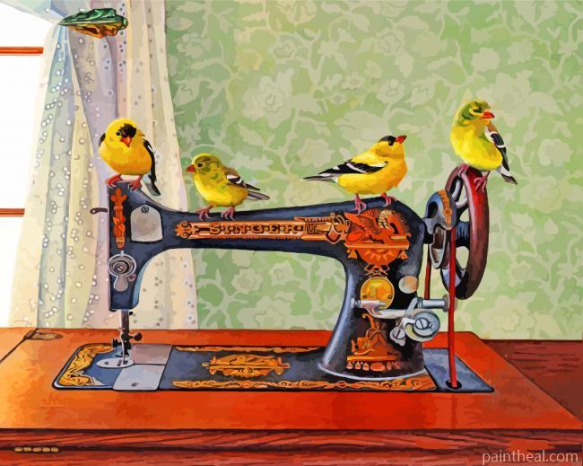 Birds On Swing Machine Painting By Numbers Kits