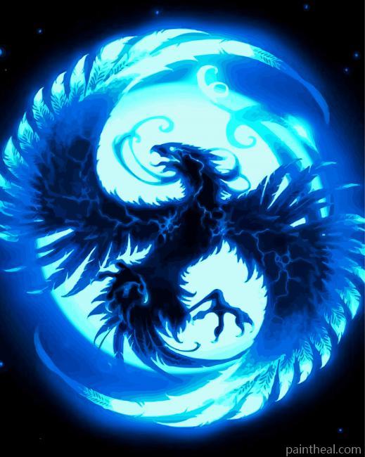 Aesthetic Phoenix Blue Painting By Numbers Kits