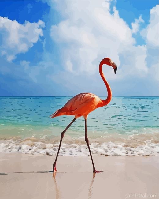 Flamingo By Beach Painting By Numbers Kits