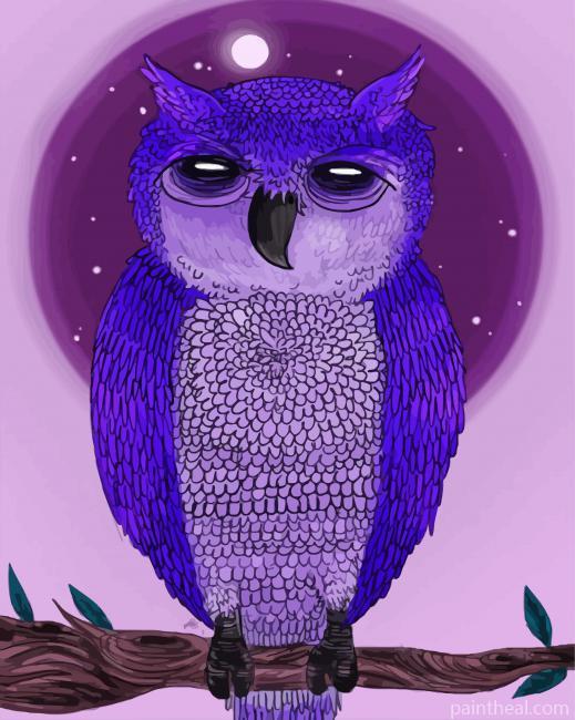 Aesthetic Purple Owl Painting By Numbers Kits