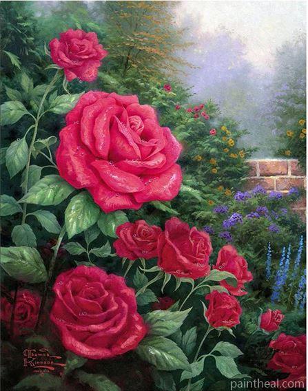 Pink Roses In Garden Flowers Painting By Numbers Kits