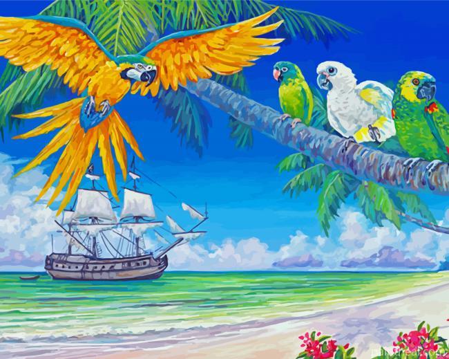 Ocean And Parrots Painting By Numbers Kits