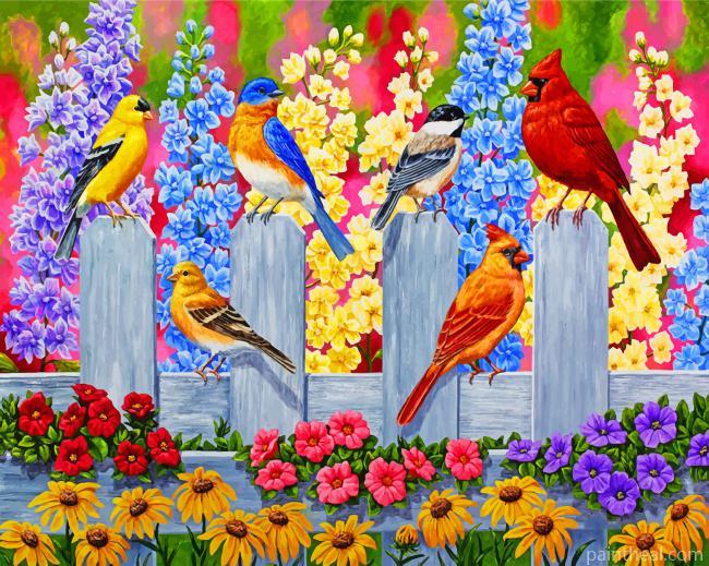 Aesthetic Spring Garden Birds Painting By Numbers Kits