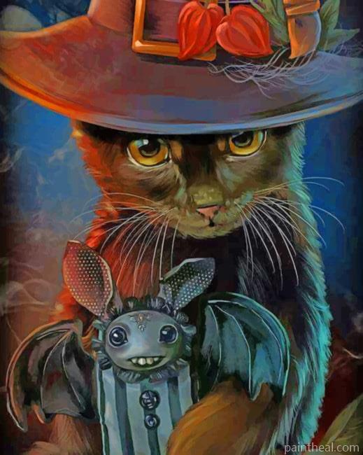 Black Cat Bat Painting By Numbers Kits