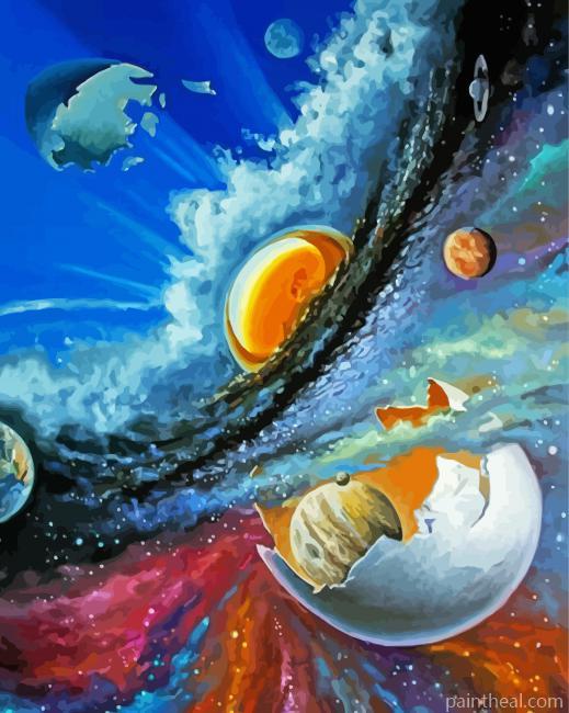 Aesthetic Space Egg Painting By Numbers Kits