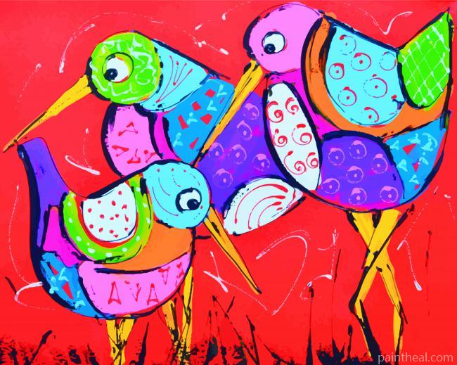 Colorful Birds Art Painting By Numbers Kits