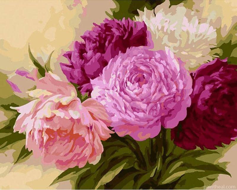 Peonies Flowers Painting By Numbers Kits