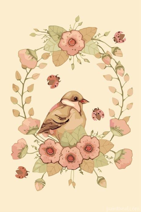 Bird and Flowers Art Painting By Numbers Kits