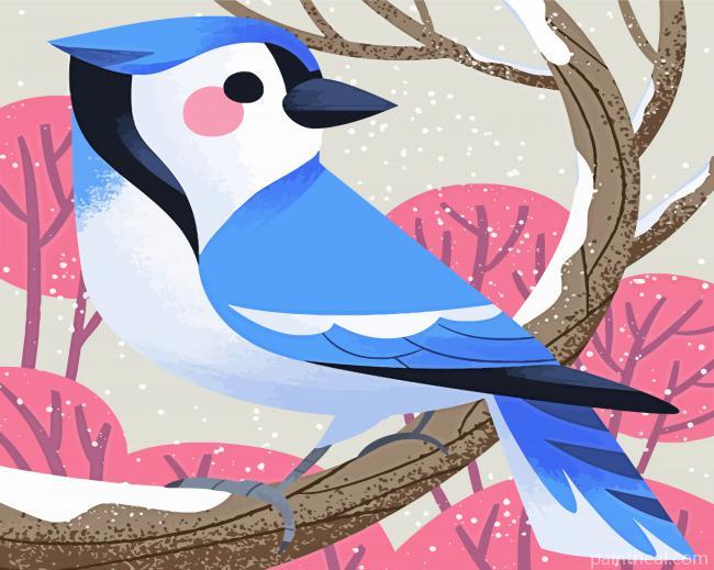 Blue Illustration Bird Painting By Numbers Kits