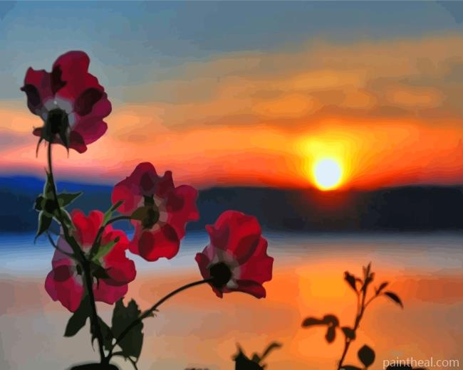 Flowers At Sunset Painting By Numbers Kits