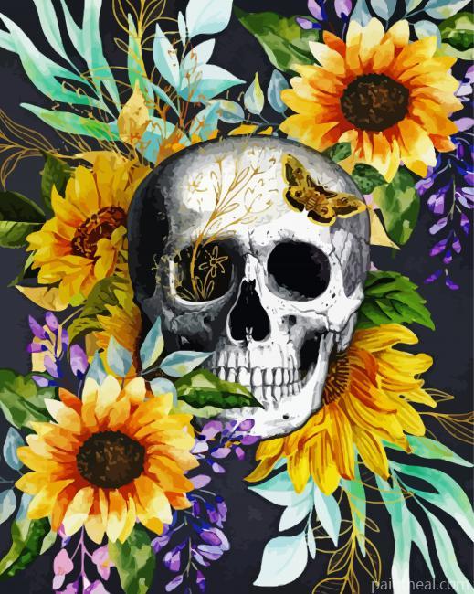 Skull Sunflower Painting By Numbers Kits