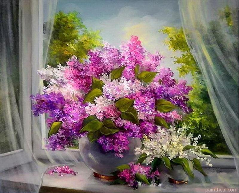Purple Pink Lilac Vase Painting By Numbers Kits