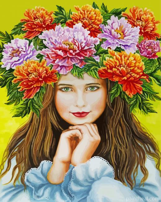 Gorgeous Floral Art Girl Painting By Numbers Kits