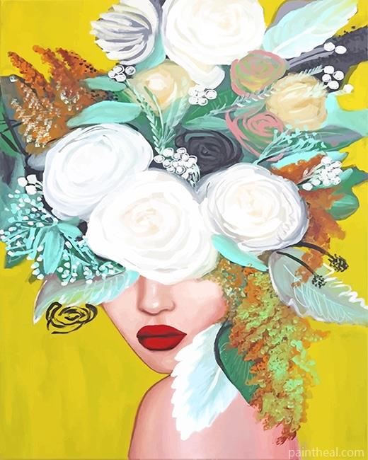 Floral Girl Art Painting By Numbers Kits