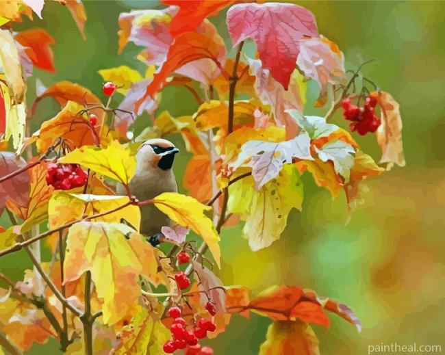 Aesthetic Autumn Bird Painting By Numbers Kits