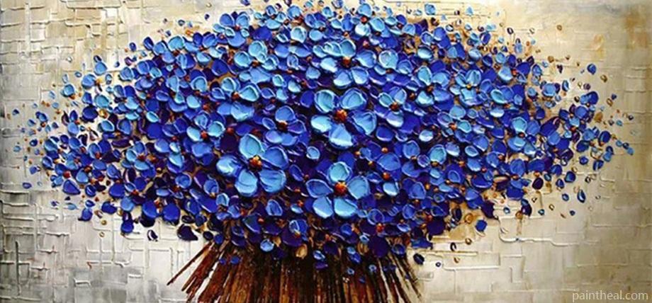Blue Plumeria Bouquet Art Painting By Numbers Kits