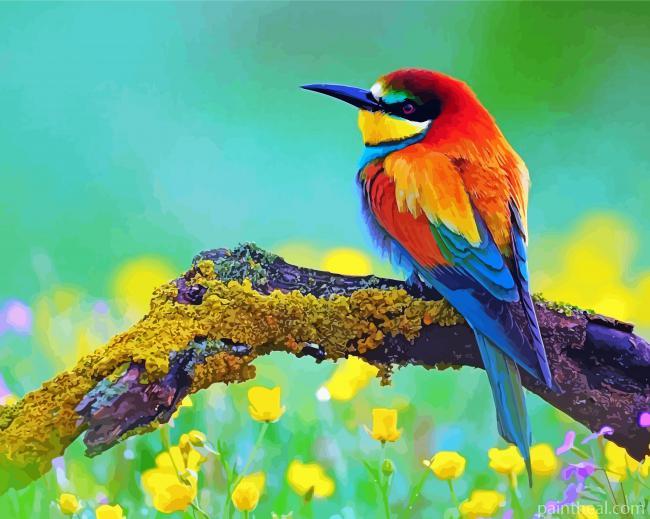 Colorful Bird In Tree Painting By Numbers Kits