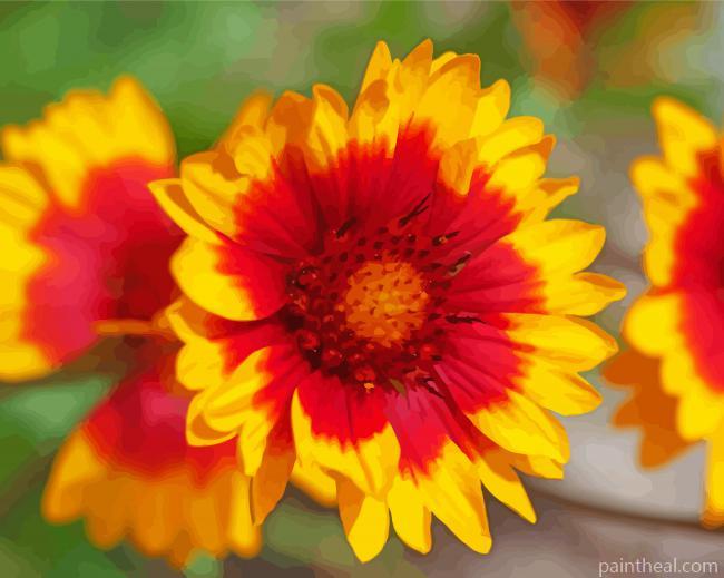 Red And Yellow Wildflowers Painting By Numbers Kits