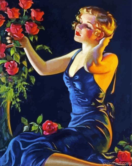 Lady With Roses Painting By Numbers Kits