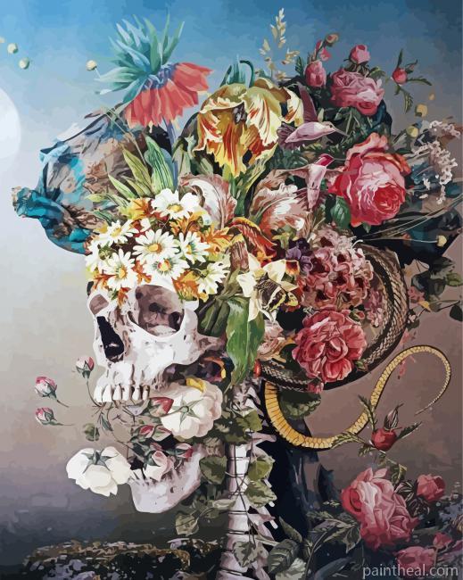 Bloom Skull Flowers Painting By Numbers Kits