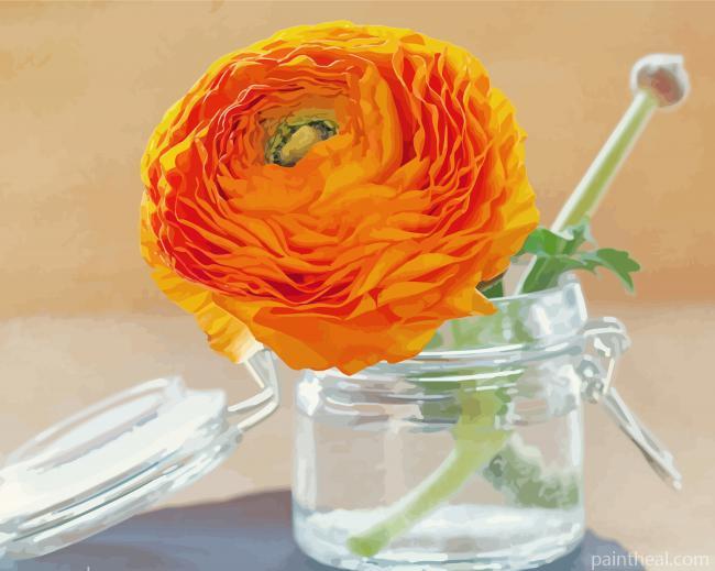 Orange Flowers Mason Jar Painting By Numbers Kits