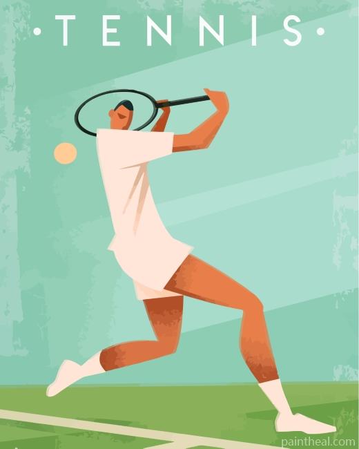 Illustration Tennis Player Painting By Numbers Kits