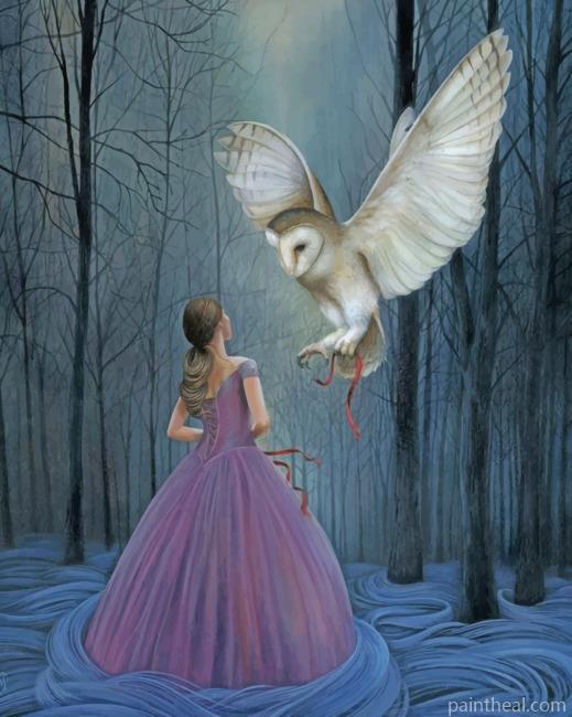 Princesses With Owl Painting By Numbers Kits