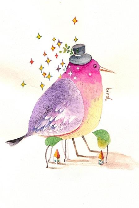 Purple Bird With Hat Painting By Numbers Kits