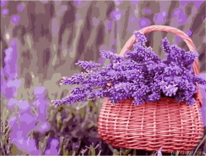 Basket of Purple Flowers Flowers Painting By Numbers Kits