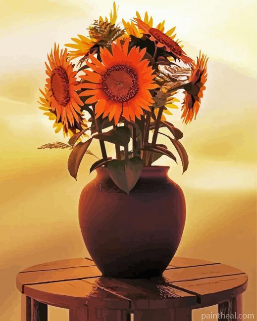 Sunflowers On Table Painting By Numbers Kits