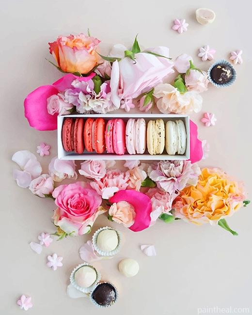 Pink Macarons With Flowers Painting By Numbers Kits