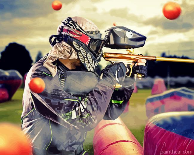 Paintball Player Painting By Numbers Kits