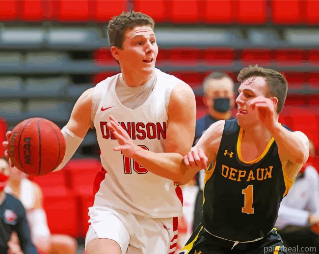 Denison University Player Vs Depaun Basketball Team Painting By Numbers Kits