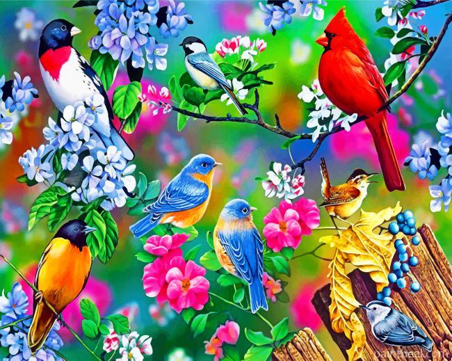 Spring Garden Birds Painting By Numbers Kits