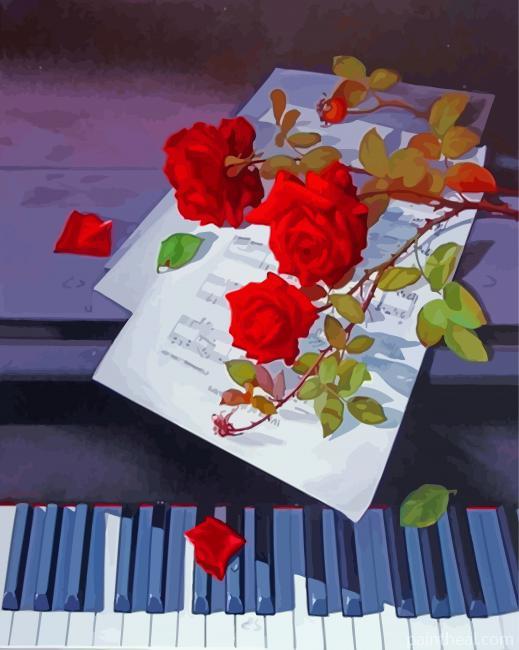 Piano With Flowers Painting By Numbers Kits