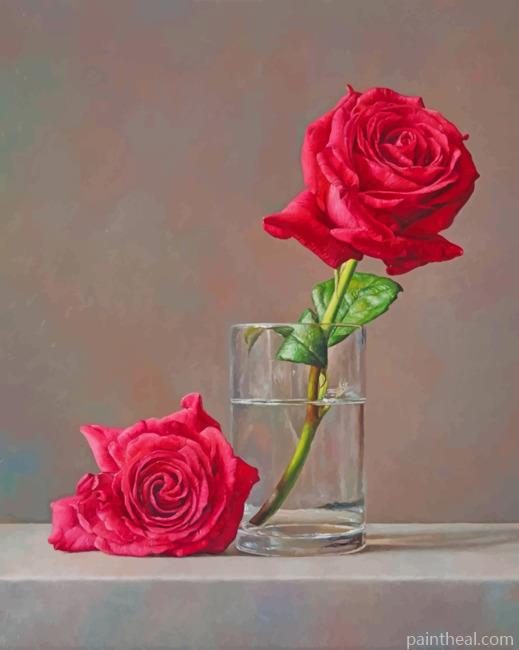 Rose Flower In Glass Painting By Numbers Kits