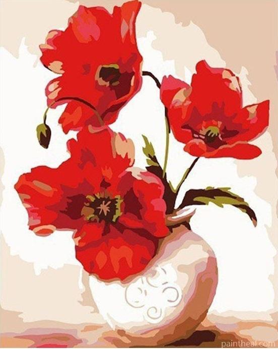 Europe Red Vase DIY Painting By Numbers Kits