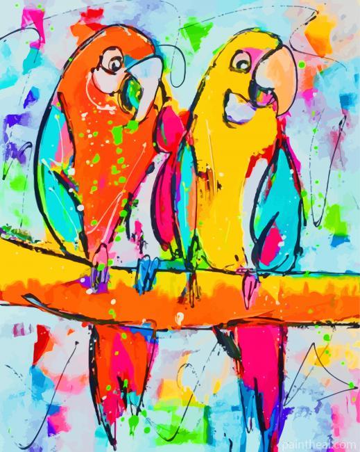 Colorful Parrots Art Painting By Numbers Kits