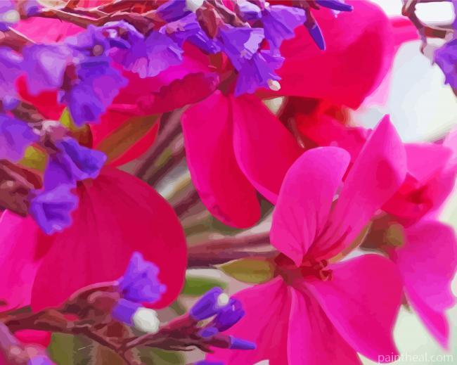 Pink And Purple Flowers Painting By Numbers Kits