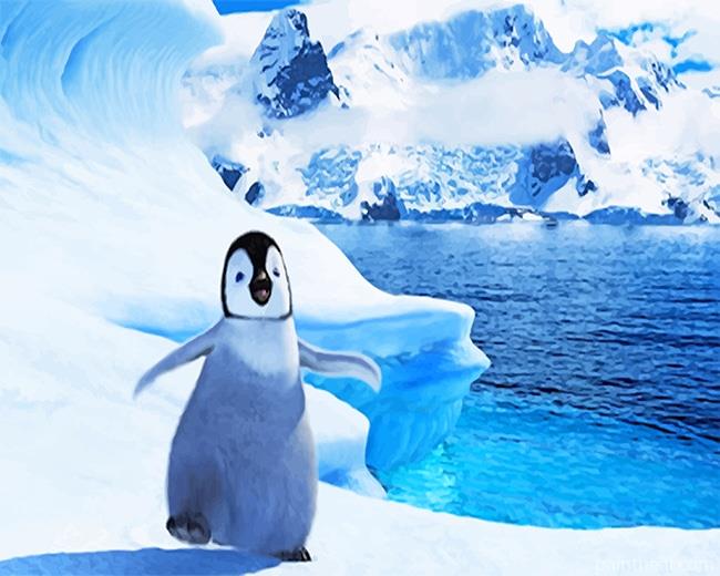 Baby Penguin In Snow Painting By Numbers Kits