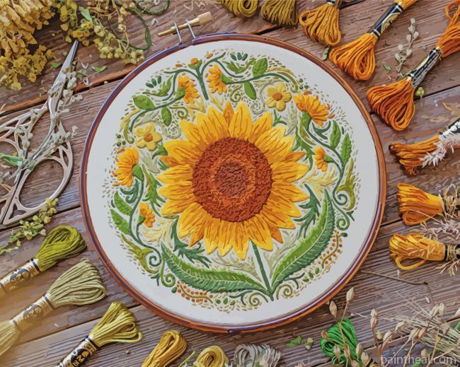 Sunflower Embroidery Painting By Numbers Kits