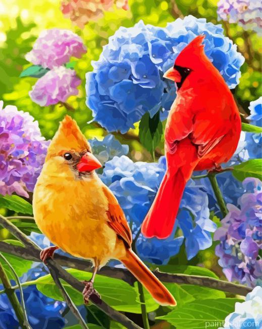Aesthetic Bird With Hydrangea Painting By Numbers Kits