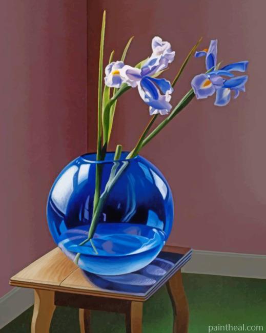 Blue Glass Plant Vase Painting By Numbers Kits