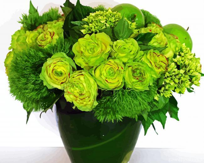 Green Flowers Plants Painting By Numbers Kits