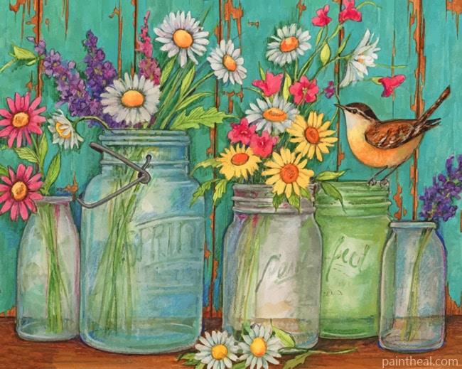 Flowers Jars Painting By Numbers Kits